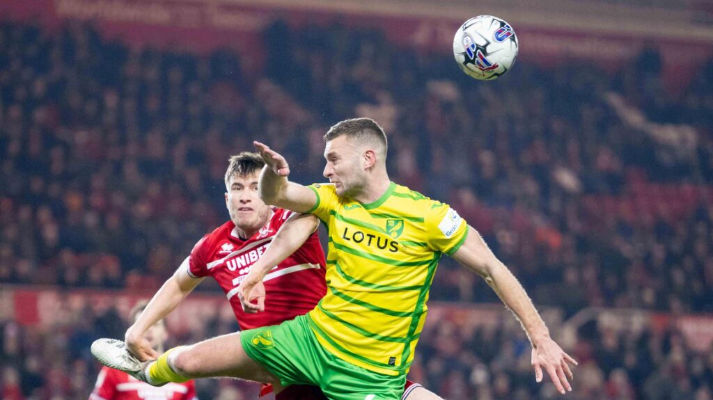 Norwich City's Ben Gibson in action against Middlesbrough